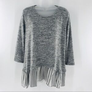 Free Will Sweater W/ Skirted Hemline Long Sleeve